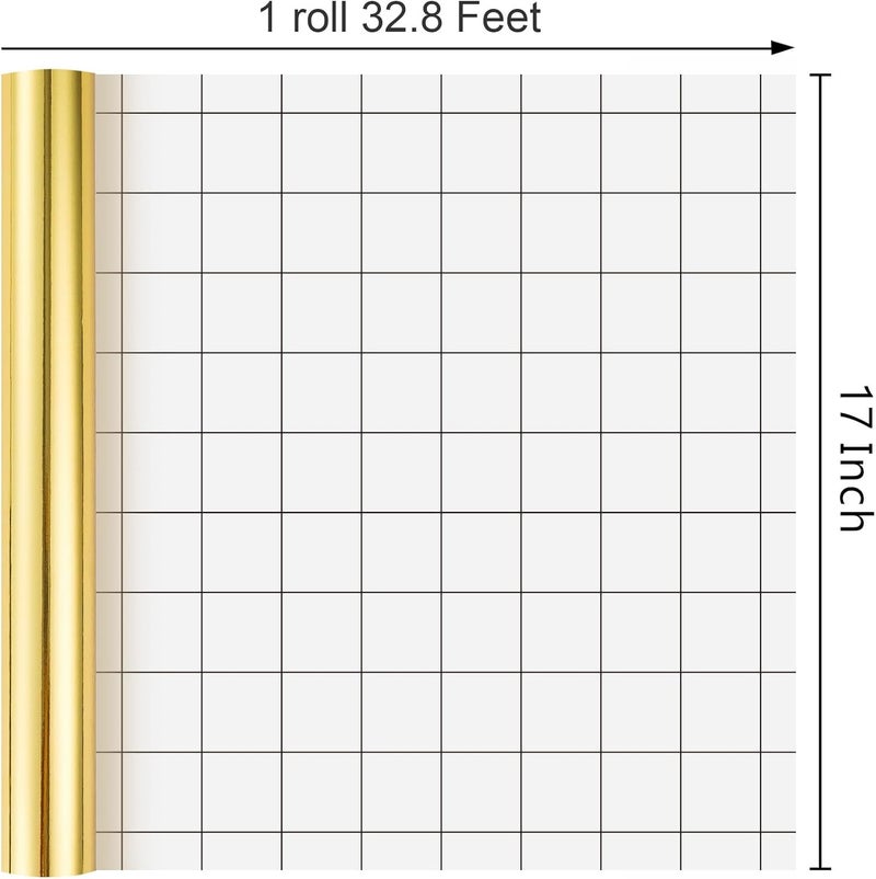 Merture Gold Wrapping Paper Roll - 17 In X 32.8 Ft(46.5 sq.ft.) Metallic Gold Solid Color Gift Wrap with Grid Cutting Lines for Christmas, Wedding, Birthday, Valentines Day, Mothers Day, Baby Shower - Image 3